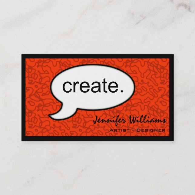 Tarjeta De Visita Thought Cloud Create Artist Business Card (Anverso)