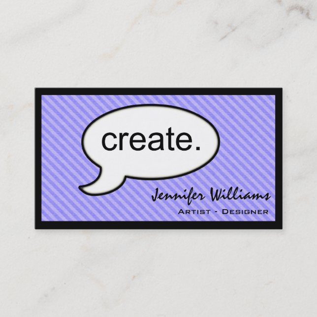 Tarjeta De Visita Thought Cloud Create Artist Business Card (Anverso)