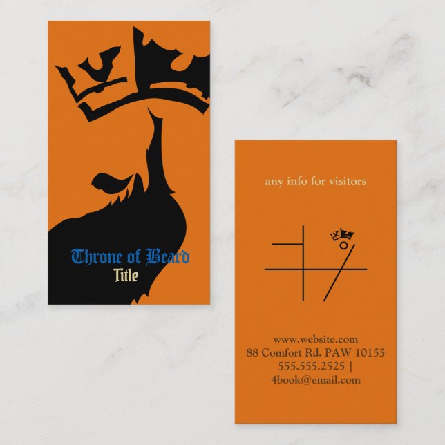 Tarjeta De Visita Throne Black on Naranja Business Card (Anverso / Reverso)