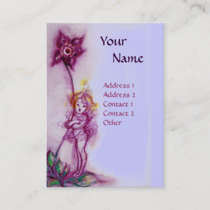TARJETA DE VISITA THUMBELINA CON MONOGRAMA AZUL DE FLORES PURPLE