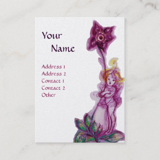 Tarjeta De Visita THUMBELINA MONOGRAM Flor violeta púrpura blanca