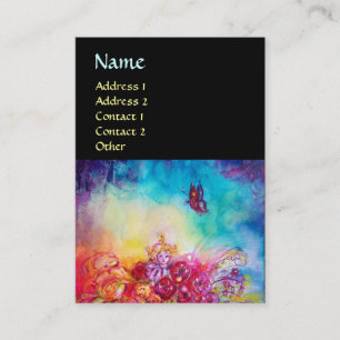 TARJETA DE VISITA THUMBELINA,TAPA DE FLORES Y MARIPOSA