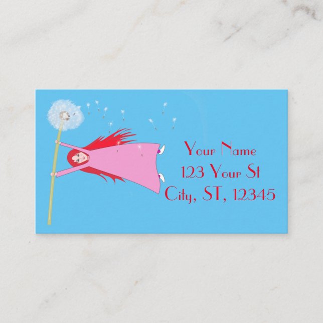 Tarjeta De Visita Thunder_Cove, Chica Dandelion de cabello rojo (Anverso)