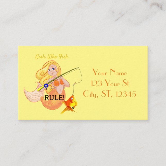 Tarjeta De Visita Thunder_Cove, Chica de la sirena pesquera divertid (Anverso)