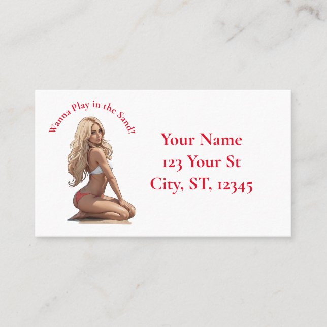 Tarjeta De Visita Thunder_Cove, Chica de playa de Bikini (Anverso)
