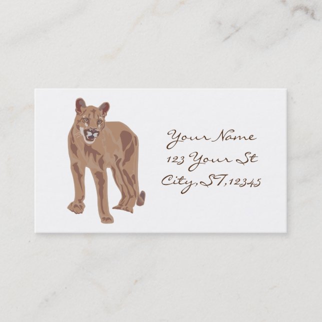 Tarjeta De Visita Thunder_Cove del león de la montaña Puma Cougar (Anverso)