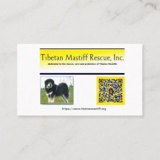 Tarjeta De Visita Tibetan Mastiff Rescue, Inc. Information