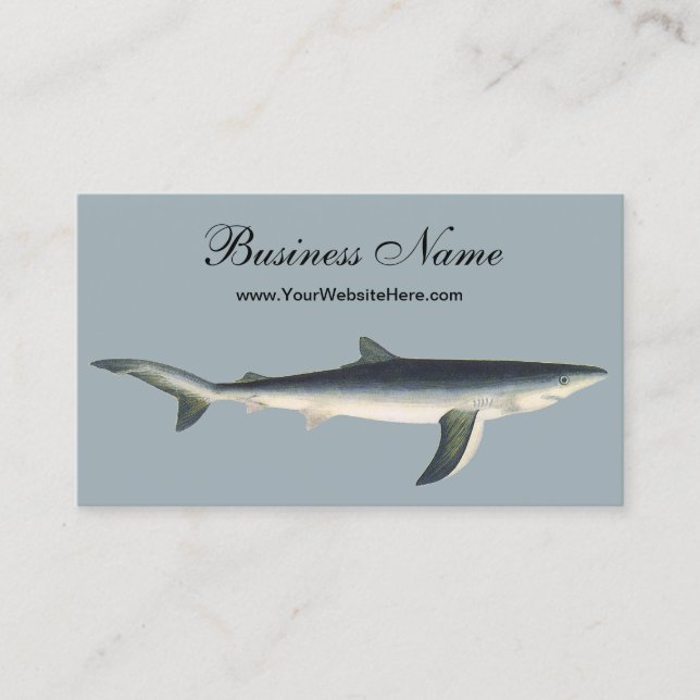 Tarjeta De Visita Tiburón Azul Antiguo, Vida Marina del Océano Acuát (Anverso)