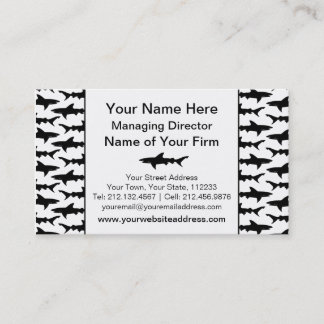 Tarjeta De Visita Tiburones - modelo blanco y negro elegante del