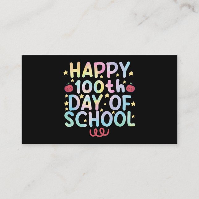 Tarjeta De Visita Tie Dye Feliz 100° Día del Estudiante Docente Esco (Anverso)
