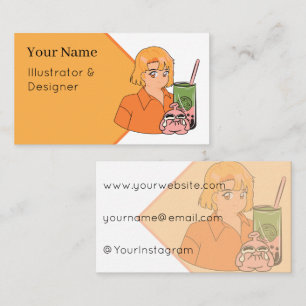 Tarjeta De Visita Tiempo de té de burbujas de Matcha – Gi anime nara