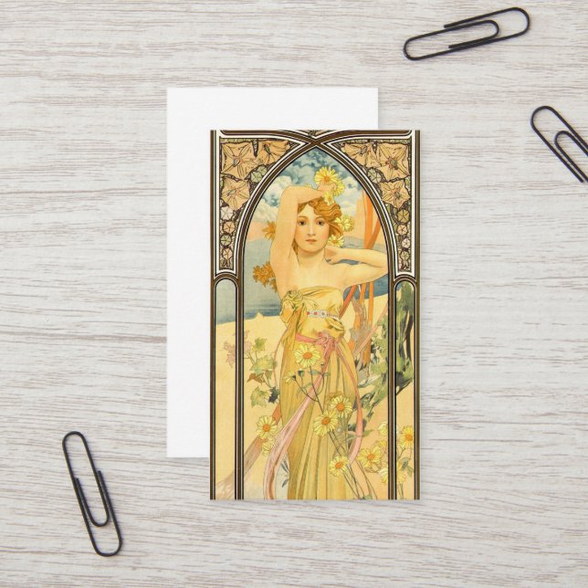 Tarjeta De Visita Tiempos del día, brillo del día de Mucha (Anverso/Reverso In Situ)