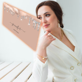 Tarjeta De Visita Tienda Boutique Códigos QR Rosa Plata Purpurinas P