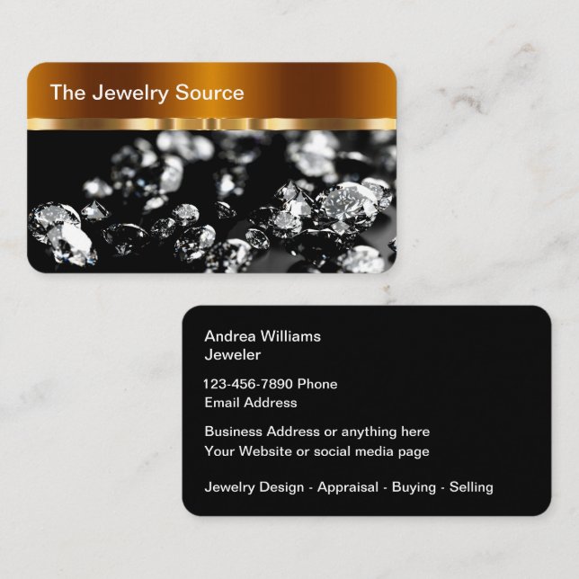 Tarjeta De Visita Tienda comercial Classy Jewelry Designer (Anverso / Reverso)