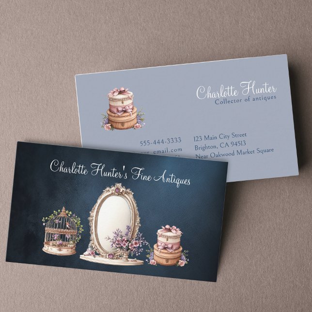 Tarjeta De Visita Tienda de antigüedades, elegante espejo de época,  (Subido por el creador)