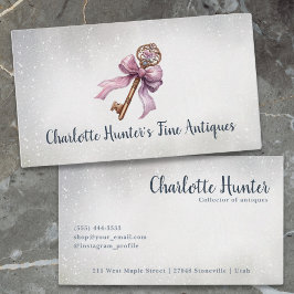 Tarjeta De Visita Tienda de antigüedades, elegante llave de latón vi