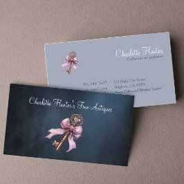 Tarjeta De Visita Tienda de antigüedades, elegante llave de latón vi