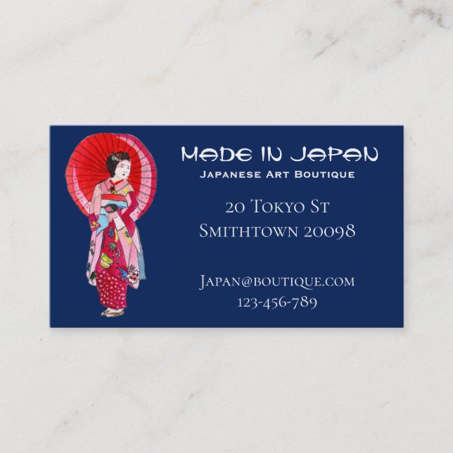 Tarjeta De Visita tienda de arte japonesa moda japonesa (Anverso)