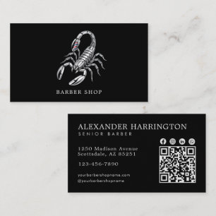 Tarjeta De Visita Tienda De Barbería Código Qr Escorpión De Plata Pe