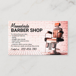 Tarjeta De Visita Tienda de barbería foto personalizada rosa