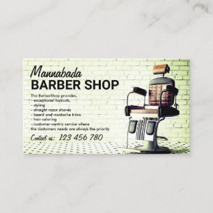 Tarjeta De Visita Tienda de Barbería Foto Verde Personalizada