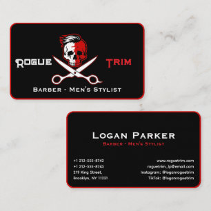 Tarjeta De Visita Tienda de Barbería Moderna Calavera Tijera