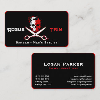 Tarjeta De Visita Tienda de Barbería Moderna Calavera Tijera