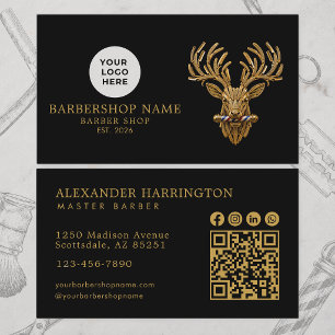 Tarjeta De Visita Tienda de Barbería Moderna Iconos Sociales Código 