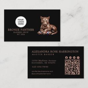 Tarjeta De Visita Tienda de Barbería Moderna Logo de Pantera Rosa Do