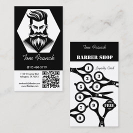 Tarjeta De Visita Tienda de Barbería Profesional black&White Lealtad