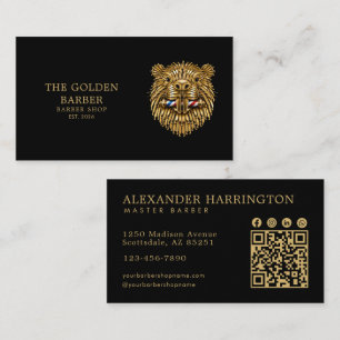 Tarjeta De Visita Tienda de Barbería Profesional Golden Beaver Códig