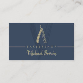 Tarjeta De Visita Tienda de Barbería Razor Navy