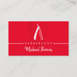 Tarjeta De Visita Tienda de Barbería Razor Rojo