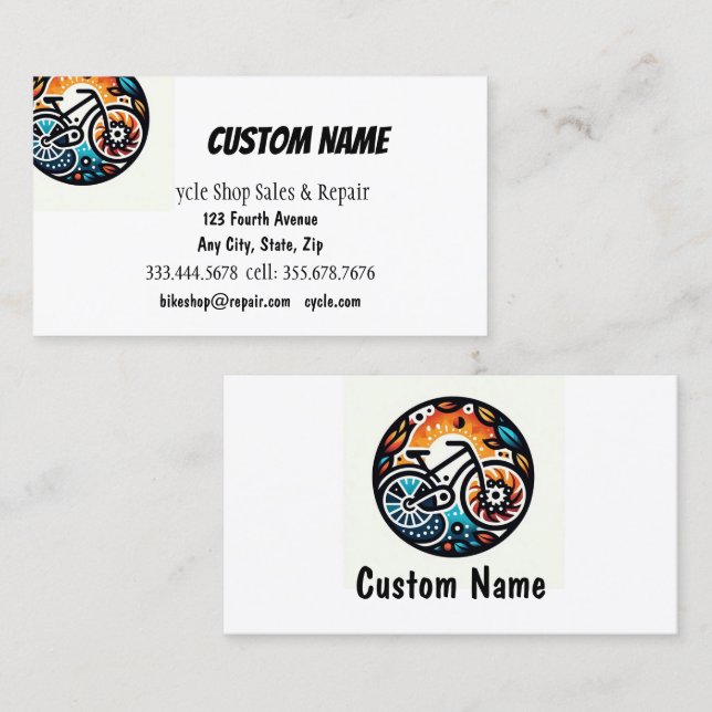 Tarjeta De Visita Tienda de bicicletas de bicicleta Venta y Reparaci (Anverso / Reverso)