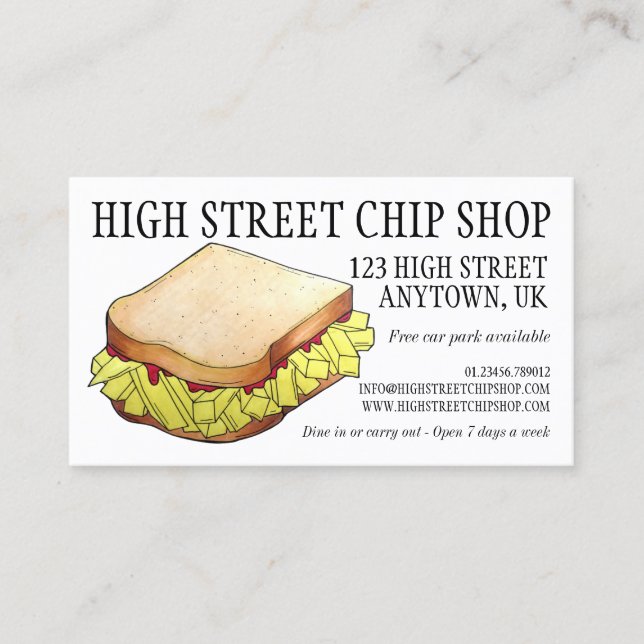 Tarjeta De Visita Tienda de chile inglesa Butty Sandwich Takaway Com (Anverso)