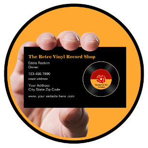 Tarjeta De Visita Tienda de discos de vinilo retro tema 45 RPM