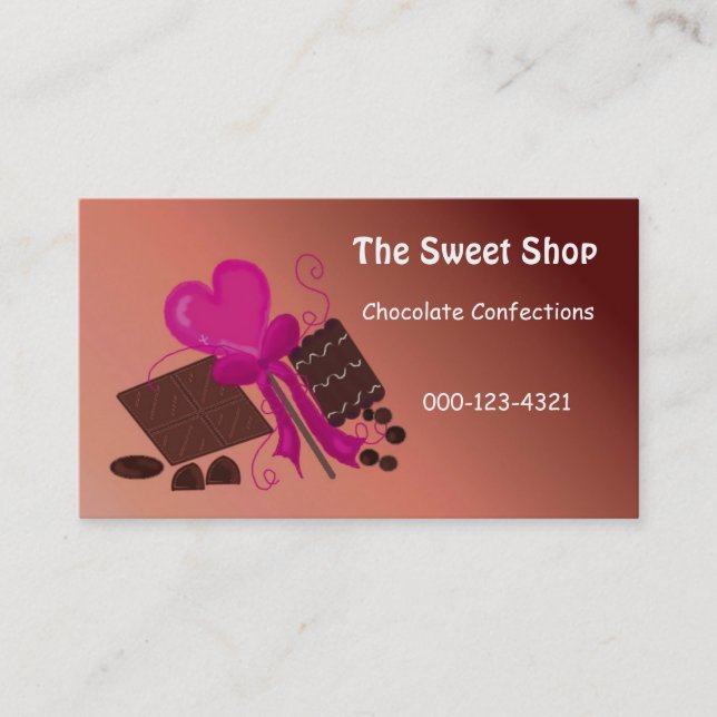 Tarjeta De Visita Tienda de Dulces de Chocolate (Anverso)