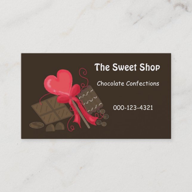 Tarjeta De Visita Tienda de Dulces de Chocolate (Anverso)