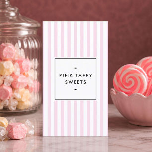 Tarjeta De Visita Tienda de Dulces de Rayas Rosadas Retro