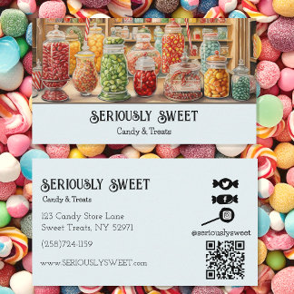 Tarjeta De Visita Tienda de Dulces Nostálgicos Coloridos