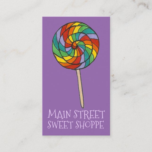 Tarjeta De Visita Tienda de dulces Rainbow Lolly Lollipop Candy (Anverso)