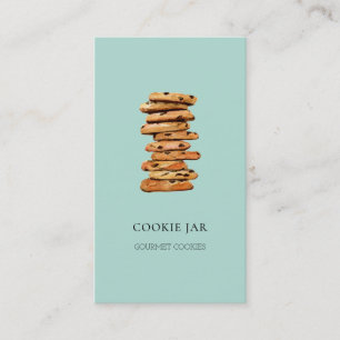 Tarjeta De Visita Tienda de galletas de chocolate acuarela Azul teñi