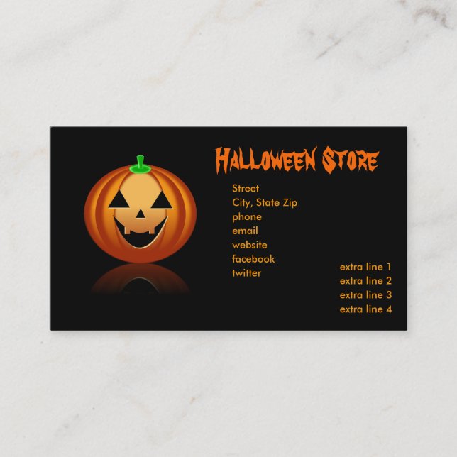 Tarjeta De Visita Tienda de Halloween (Anverso)