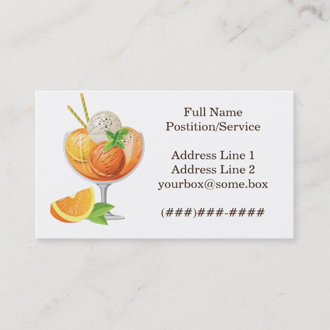 Tarjeta De Visita Tienda de helado (Anverso)