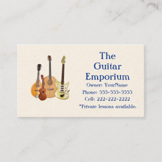 Tarjeta De Visita Tienda de la música/profesor de la guitarra