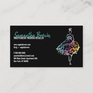 Tarjeta De Visita Tienda de moda boceto vestido boutique negro