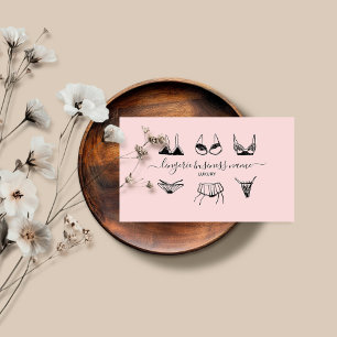Tarjeta De Visita Tienda de moda de ropa interior rosa sonrojado Len