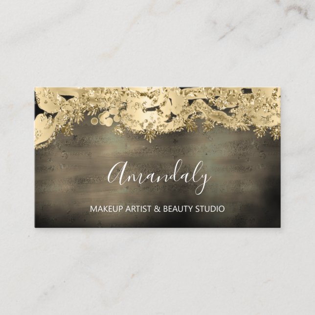 Tarjeta De Visita Tienda de moda Gold Purpurina Event Planner - Negr (Anverso)