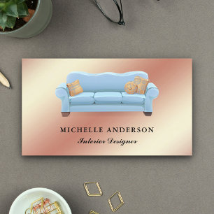 Tarjeta De Visita Tienda de muebles de sofá azul diseñadora de inter
