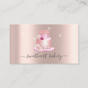 Tarjeta De Visita Tienda de pastelería de pasteles de Purpurina Rosa